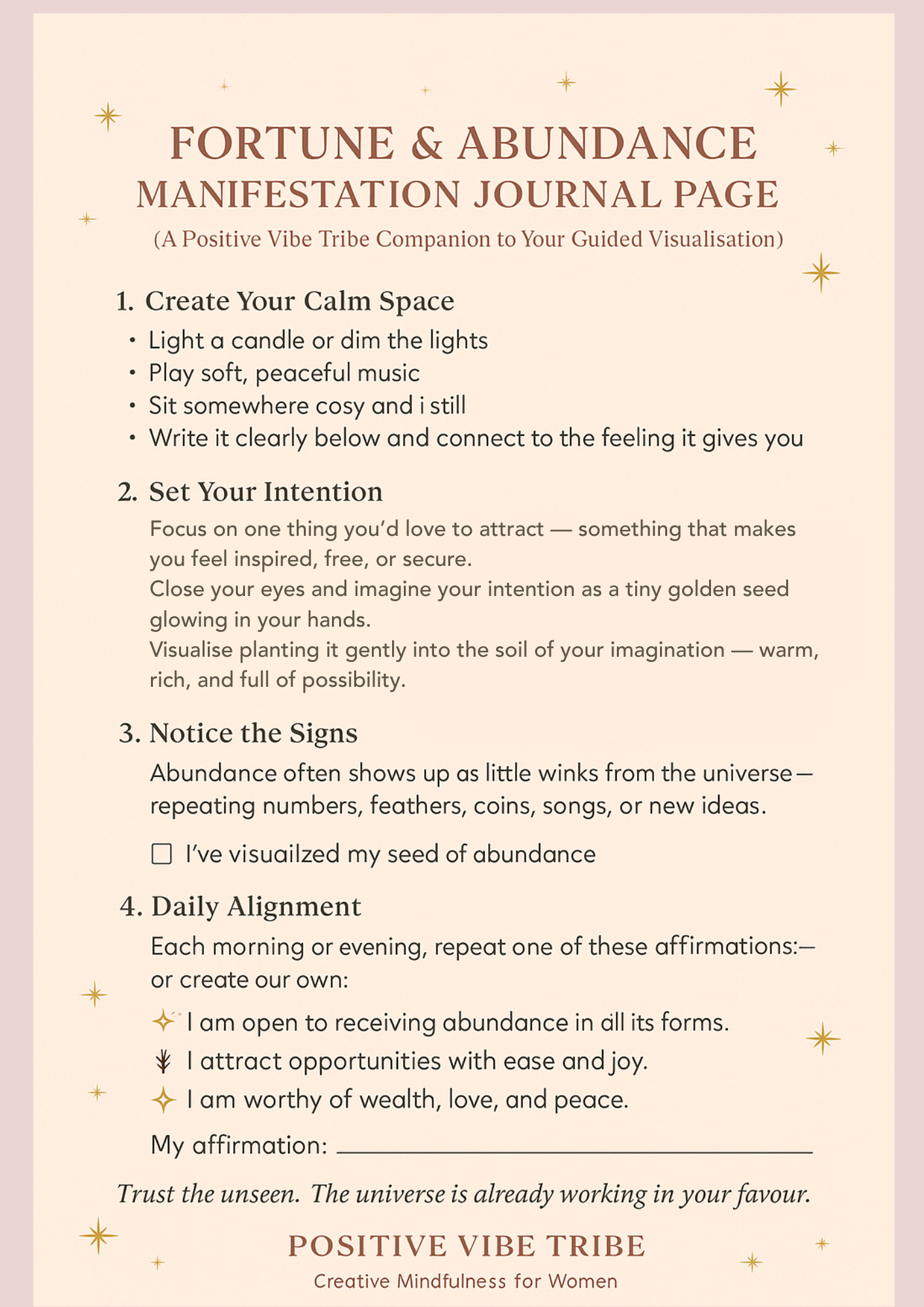 Manifestation Mindset Guided Visualisation for success & abundance + Free Printable Manifestation journal page
