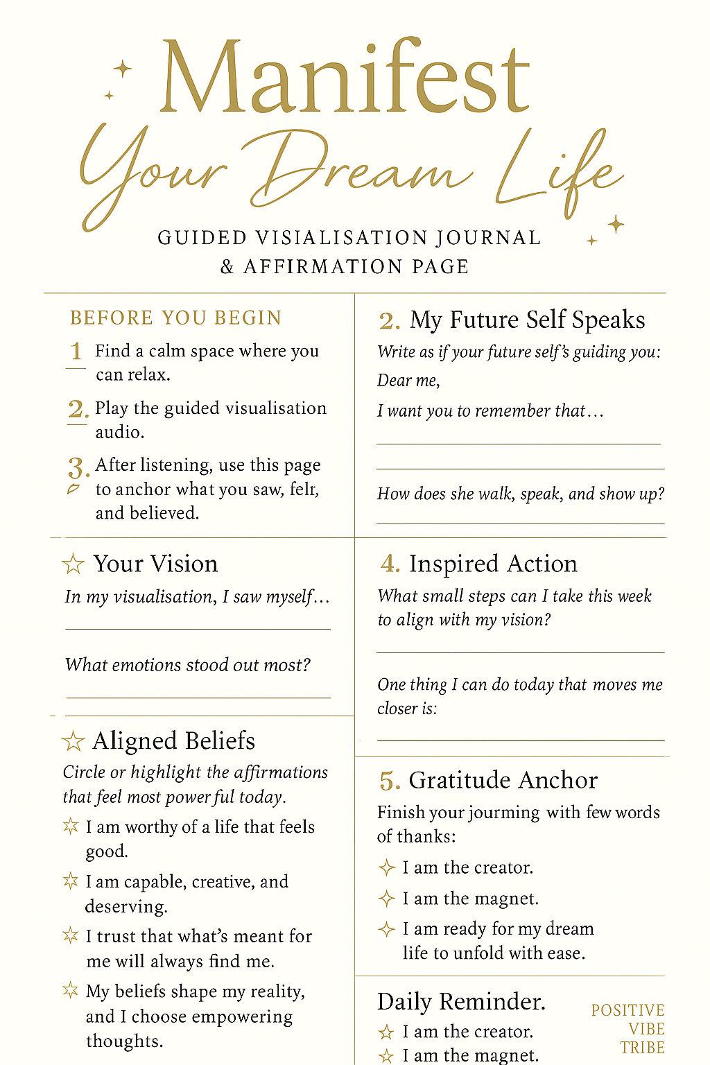 Alignment & Self Belief guided Visualisation (10 minutes) + Free Journal Page ✨