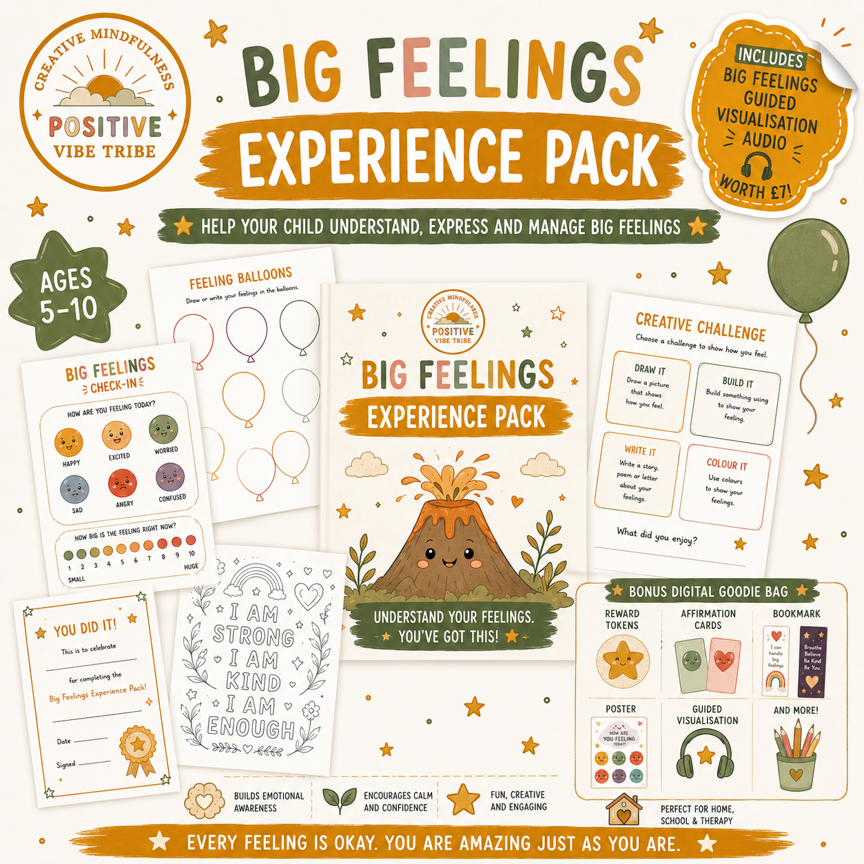 🌋 Big Feelings Experience Pack™ | Printable Activities + £7 Guided Visualisation + Bonus Digital Goodie Bag! 💫