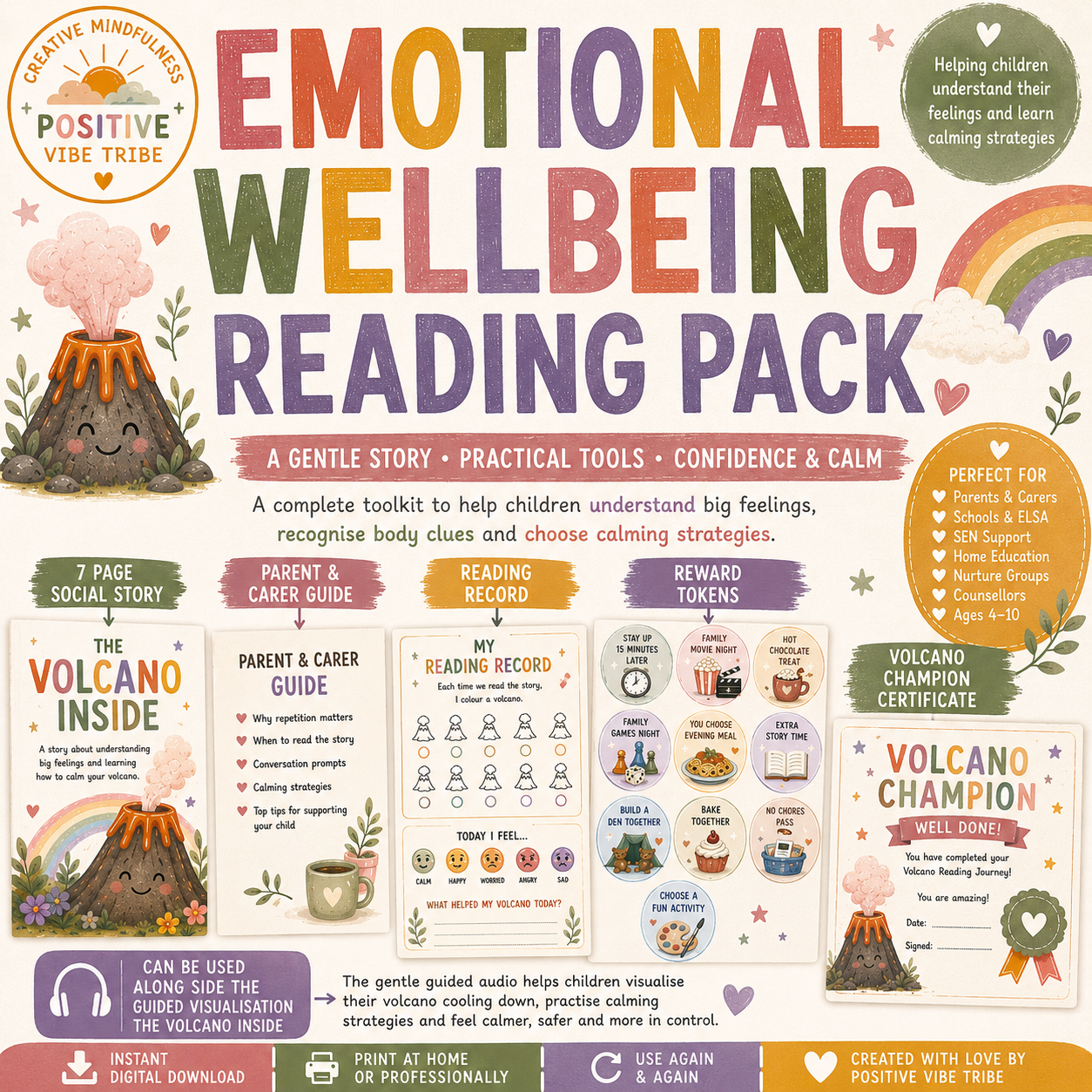 🌋 The Volcano Inside™ Emotional Wellbeing Reading Pack
