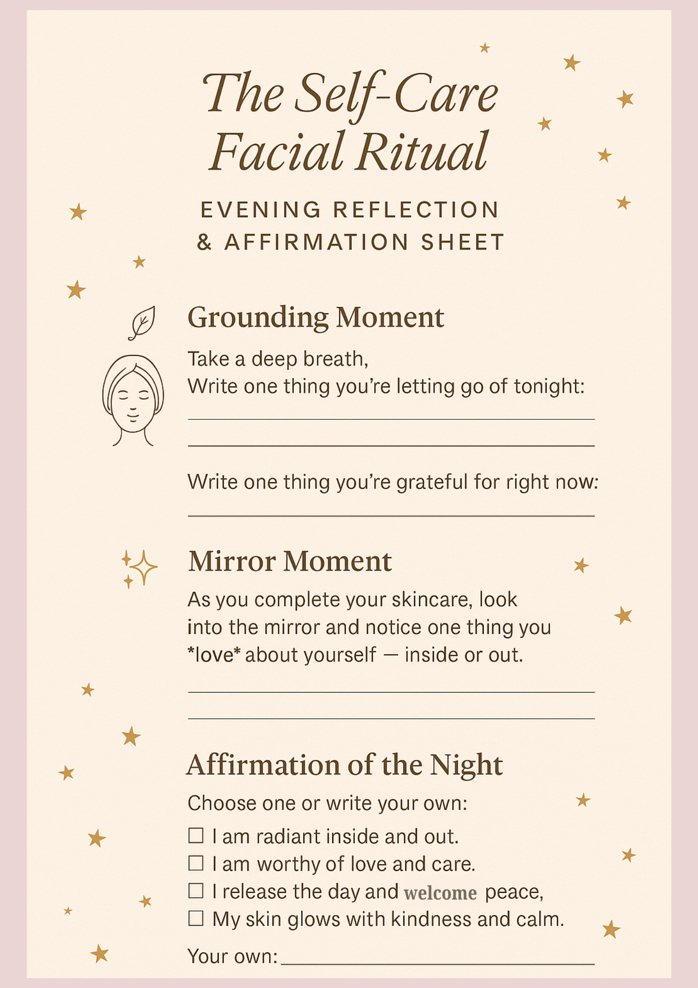 The Self-Care Facial Ritual Visualisation (5 minute) + Free Reflection/Affirmation page
