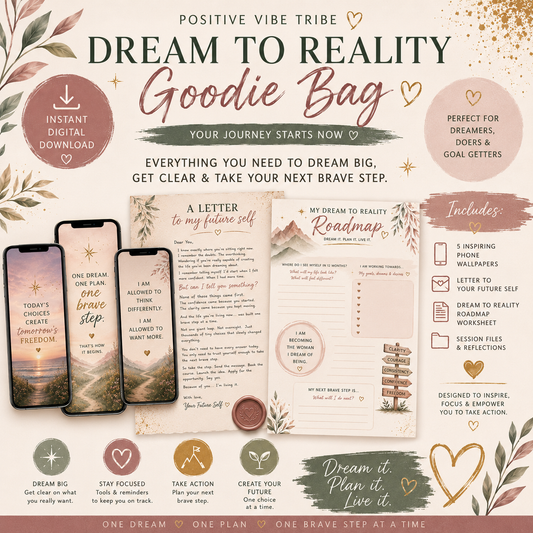 🌿 Dream to Reality Starter Pack ✨Your Guided Journal & Motivation Bundle